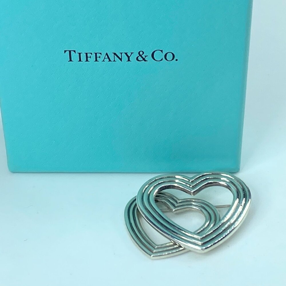 Rare Tiffany & Co Menard Hearts Brooch Pin Sterling Silver 19.6g JR553